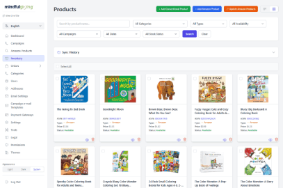 Mindful Giving products wishlist dashboard