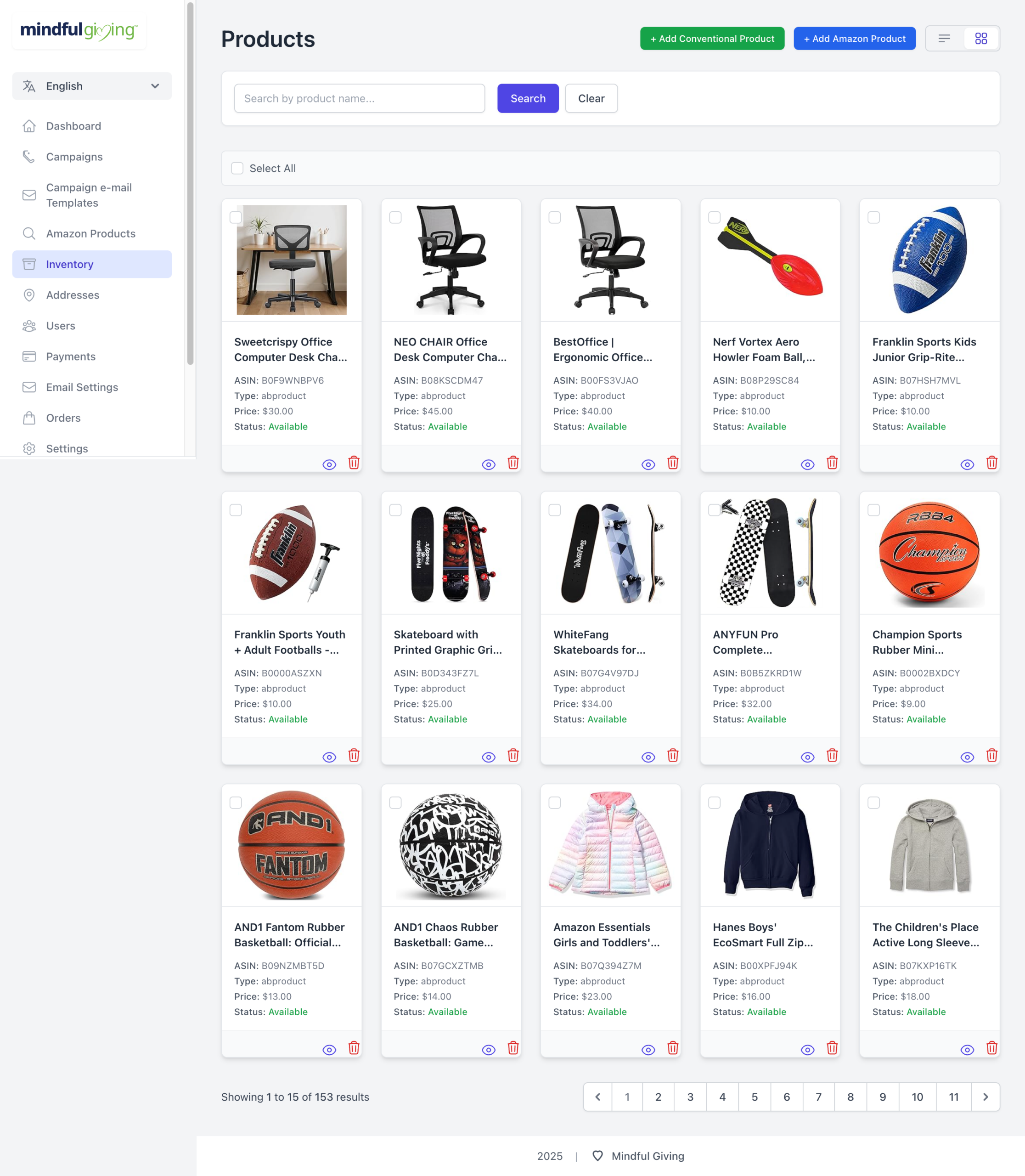 Amazon Business nonprofit wishlist screenshot
